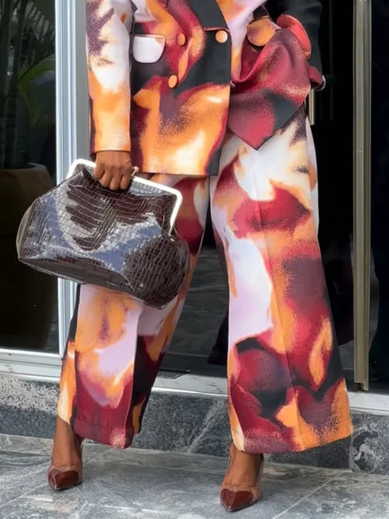 Urban Random Print Printing Wide Leg Pants