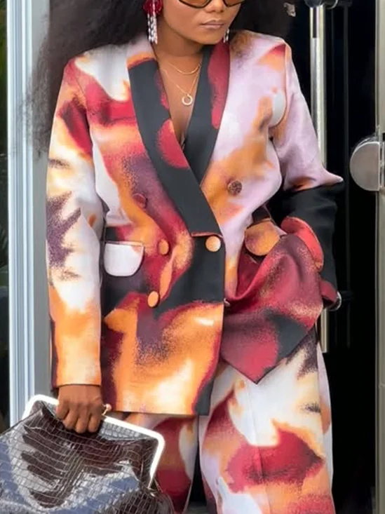 Urban Printing Random Print Lapel Collar Blazer