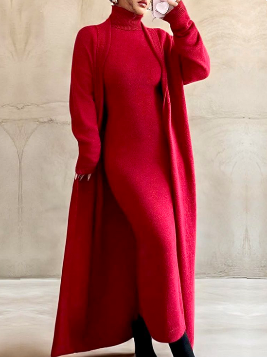 High Elasticity Urban Plain V Neck Long Sweater Cardigan