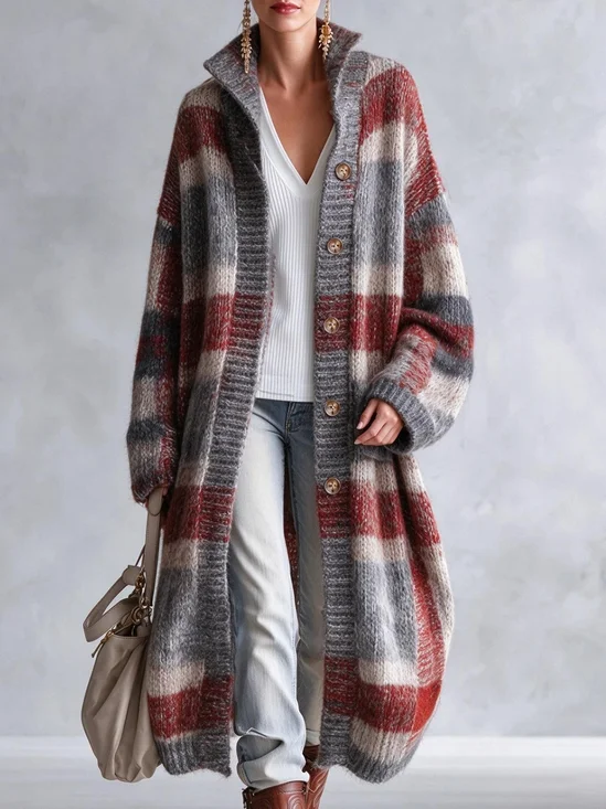 Casual Striped Shawl Collar Sweater Cardigan