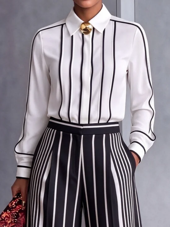 Urban Color Block Shirt Collar Shirt
