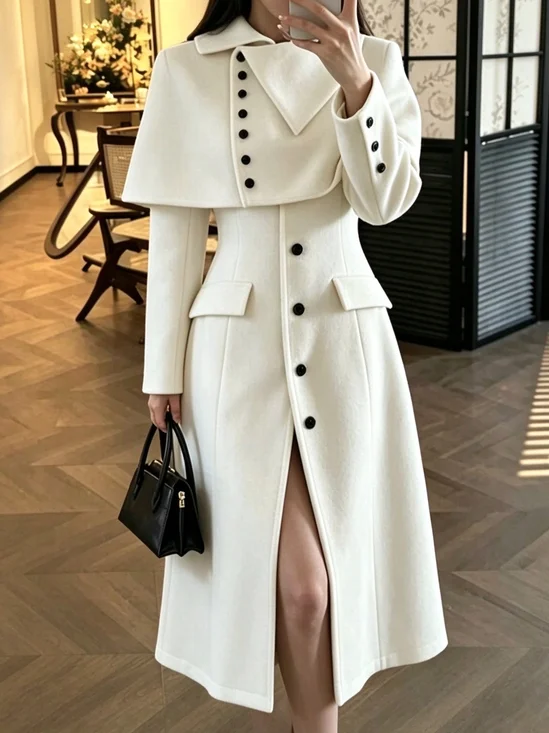Urban Color Block Asymmetrical Mid-long Coat