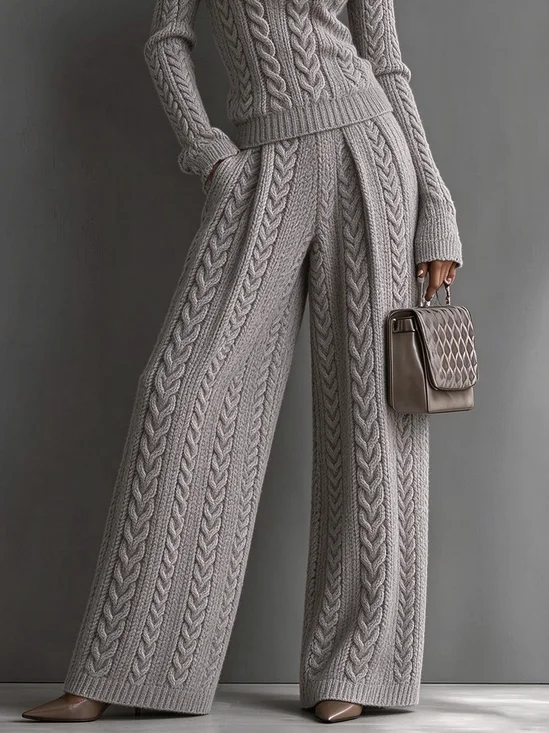 High Elasticity Casual Plain Straight Sweater Pants