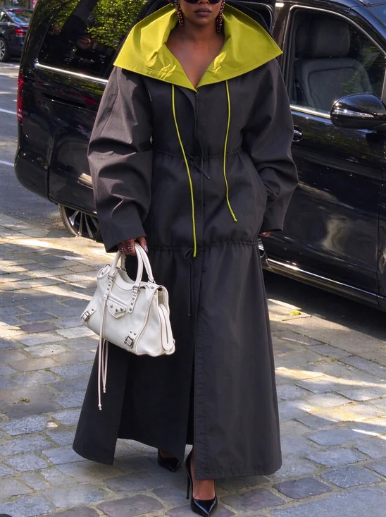 Urban Color Block Hoodie Coat