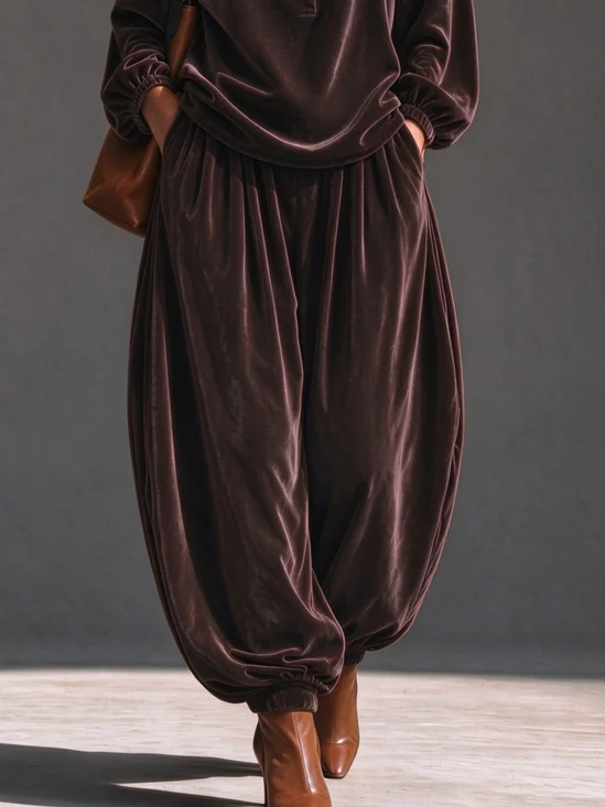 Casual Plain Ankle Banded Pants