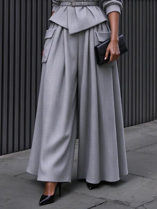 Urban Plain Wide Leg Long Pants
