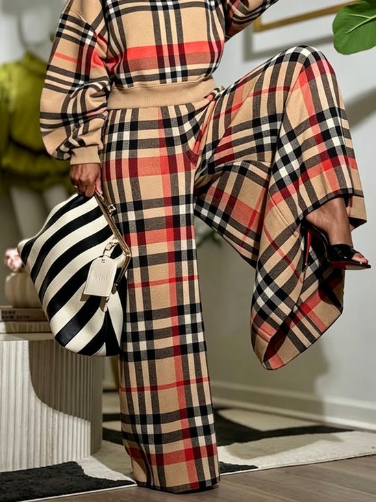 Plus Size Plaid Loose Casual Printing Pants