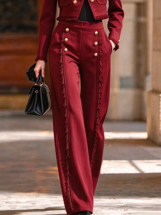 Urban Plain Tassel Straight Pants