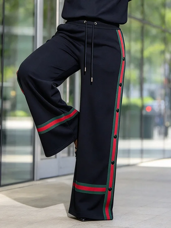 Plus Size Loose Color Block Casual Sweatpants & Joggers