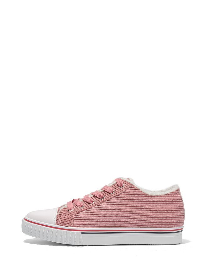 Pink Lace-up Flat Heel Sneakers