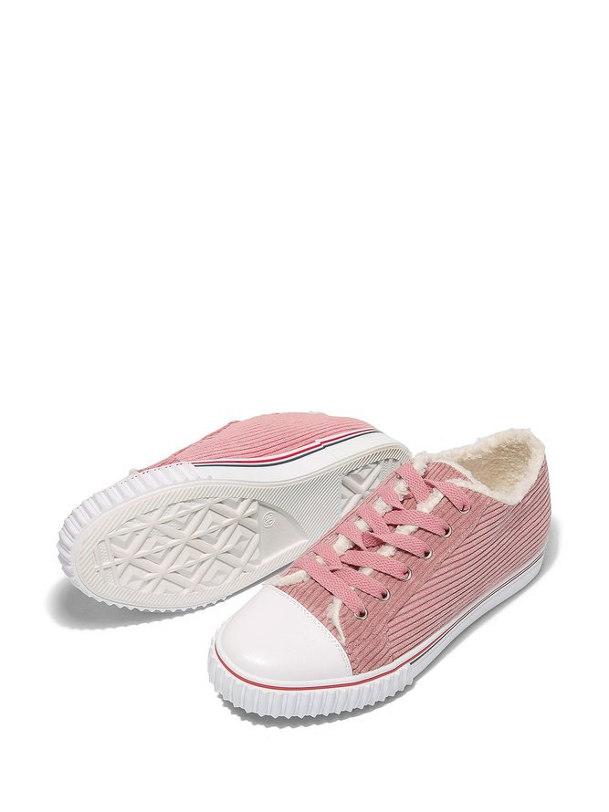 Pink Lace-up Flat Heel Sneakers