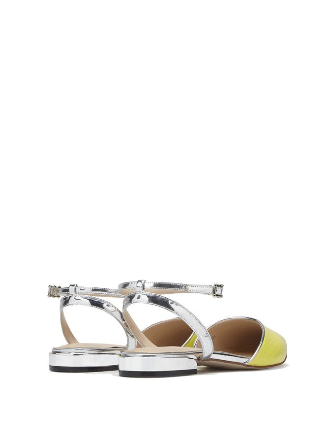 Yellow Leather Pointed Toe Dress Sandals