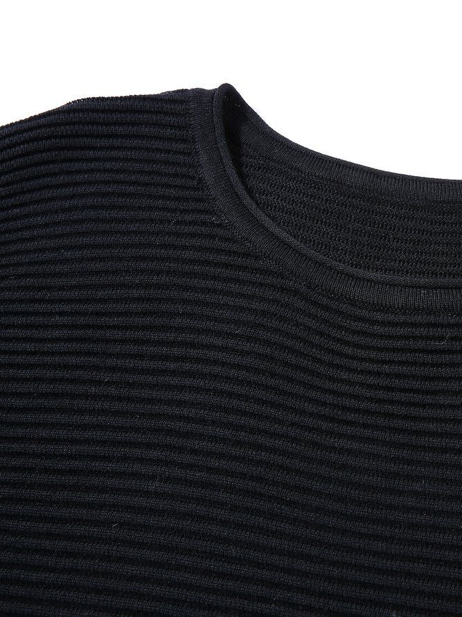 Black Crew Neck Simple Sweater Dress
