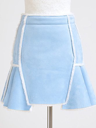 Blue A-line Polyester Mini Skirt