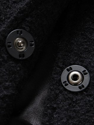 Black Pockets Blend Long Sleeve H-line Fur And Shearling Coat