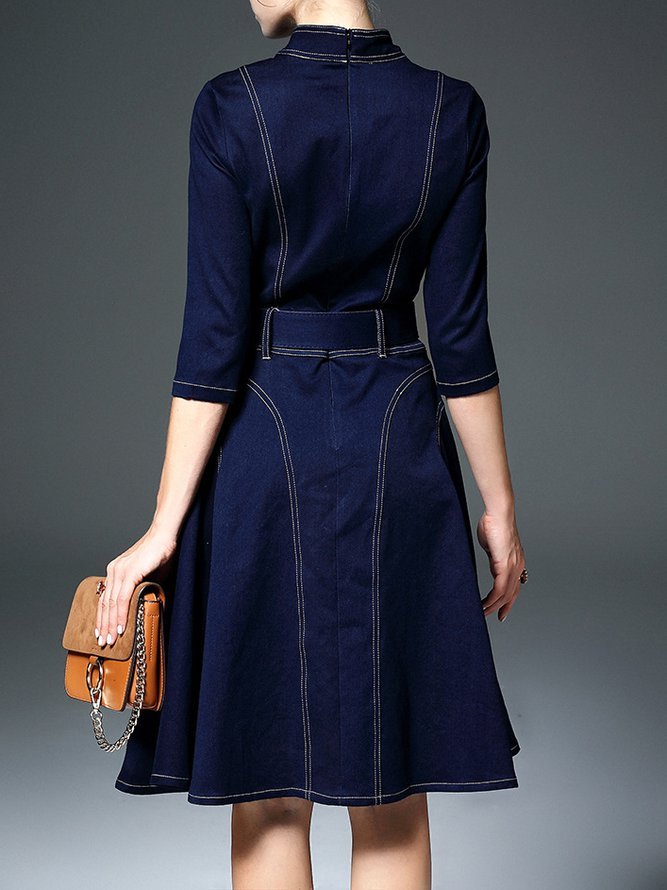Dark Blue A-line Vintage Midi Dress | stylewe