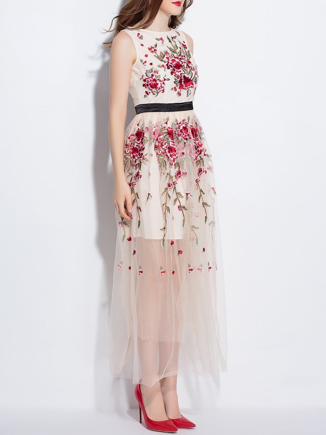 Embroidered Silk-blend Maxi Dress