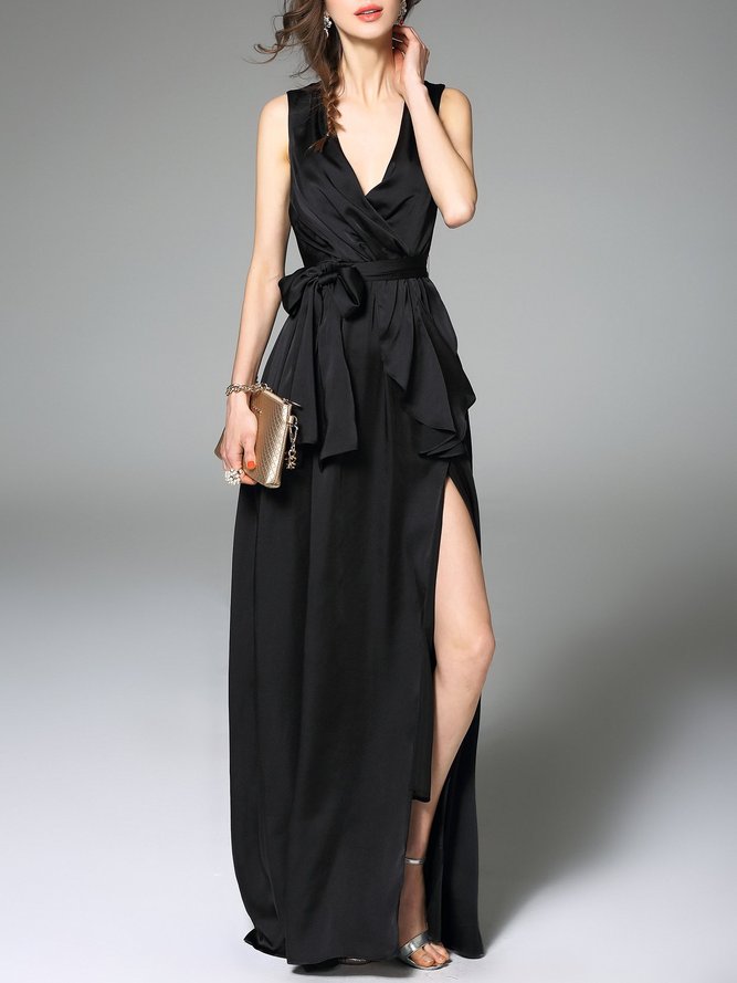 Black Plain Maxi Dress