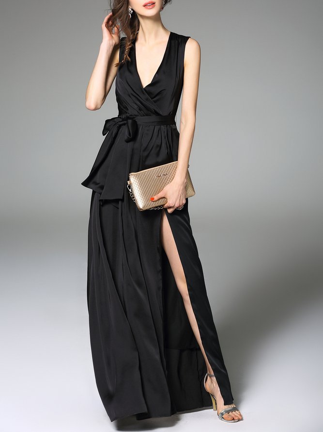 Black Plain Maxi Dress