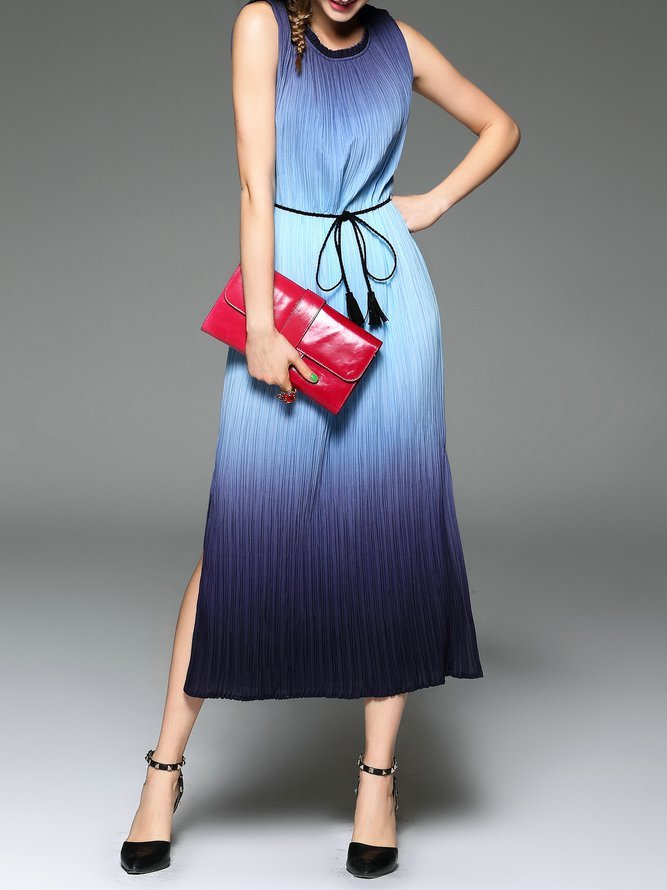 Elegant Printed Sleeveless Midi Dress