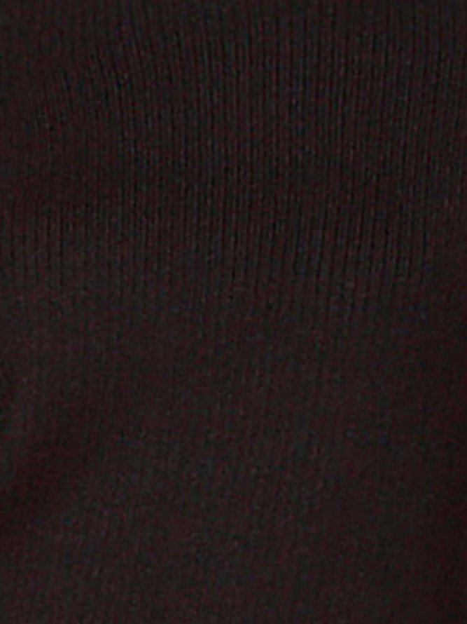 Black Knitted Balloon Sleeve Turtleneck Plain Blouse