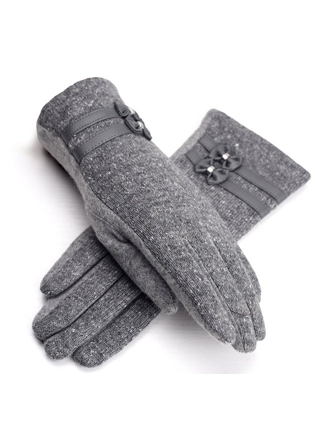 Gray Wool Casual Solid Glove-image-434176