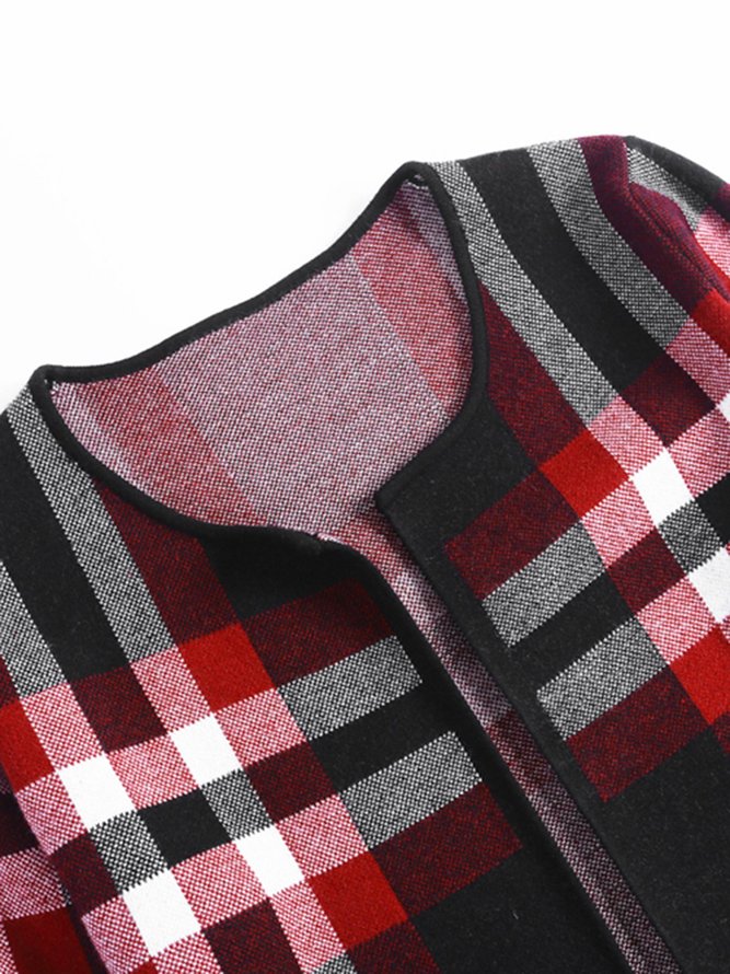 Checkered/Plaid Long Sleeve Cardigan