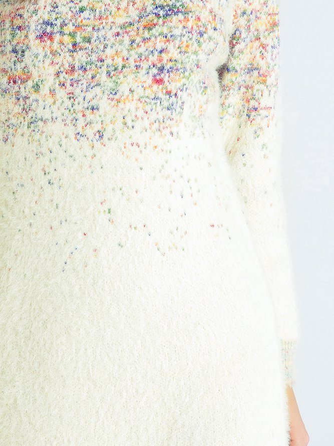 Wool Blend Long Sleeve Casual H-line Sweater Dress