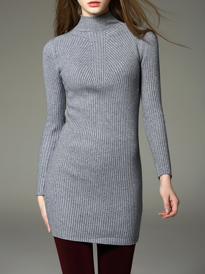 Long Sleeve Casual Knitted Sweater Dress