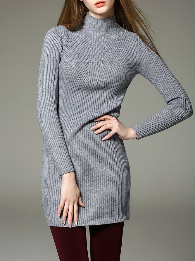 Long Sleeve Casual Knitted Sweater Dress