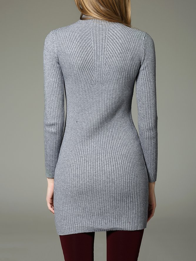 Long Sleeve Casual Knitted Sweater Dress