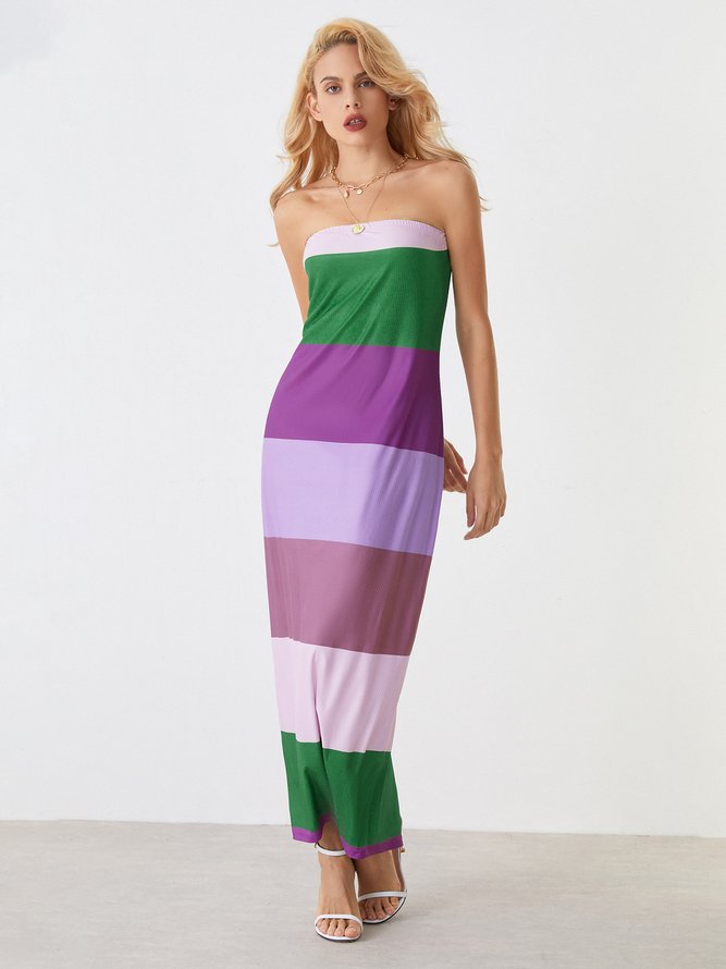 Strapless Urban Tight Daily Midi Dress（Jacket Not Included）