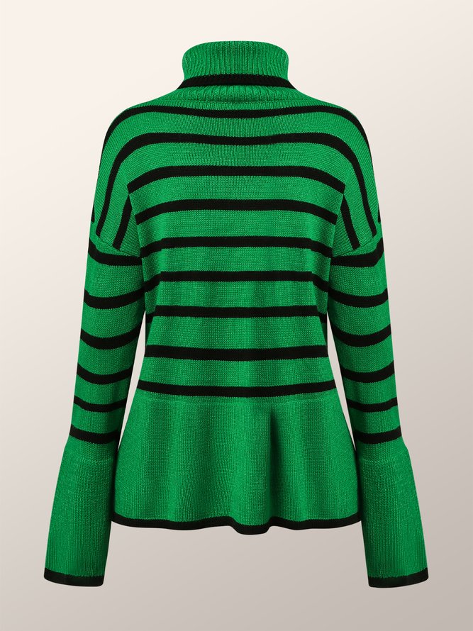 Turtleneck Casual Striped Long Sleeve Sweater