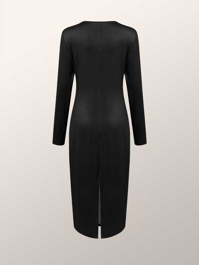 Elegant Polka Dots Tight Long Sleeve Maxi Dress