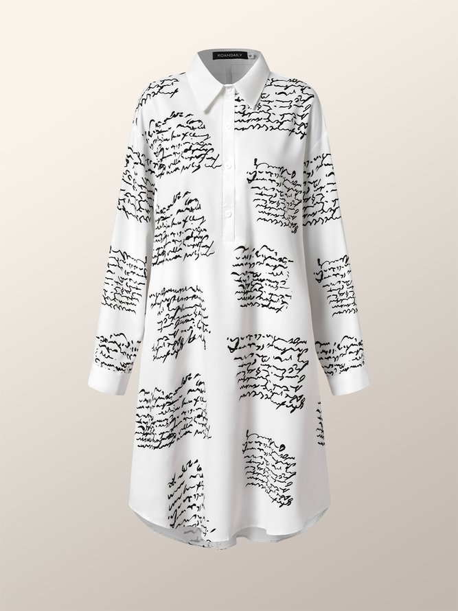 Daily Casual Loose Text Letters Printed  Dress