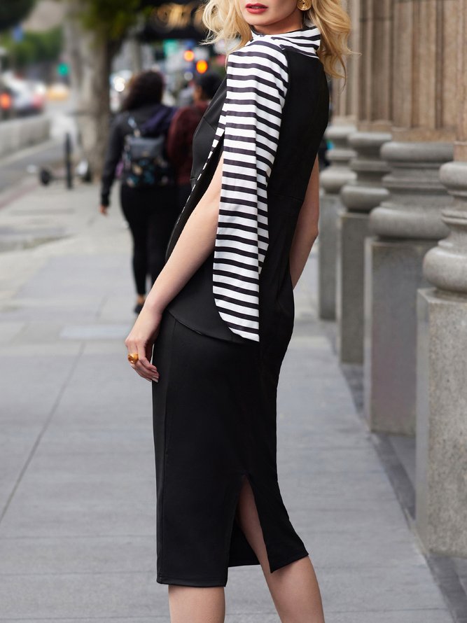 Stylewe Elegant Asymmetrical Neck Bodycon Midi Dress