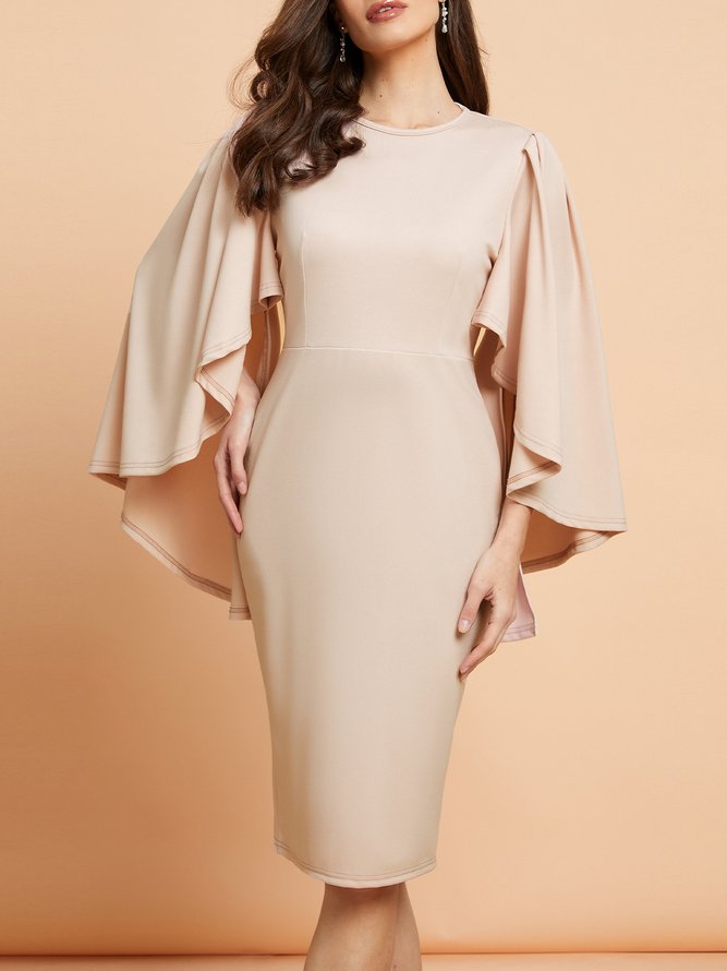 Elegant Plain Natural Micro-Elasticity Hip Skirt Party Dress