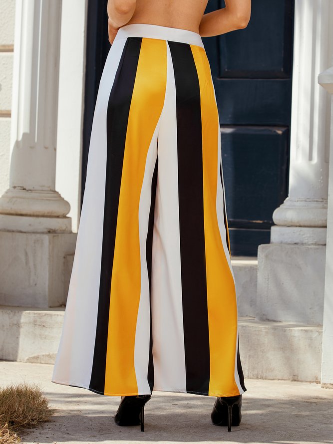 Stylewe High Waist Color Block Elegant Regular Fit Fashion Pants