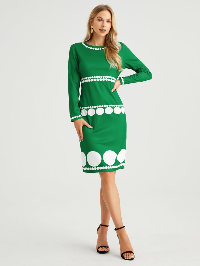 Polka Dots Elegant Tight Long Sleeve Midi Dress stylewe