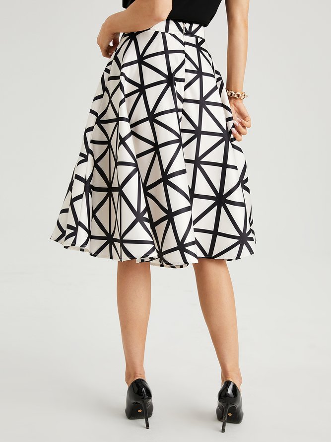 Stylewe Regular Fit Elegant Geometric Midi Skirt