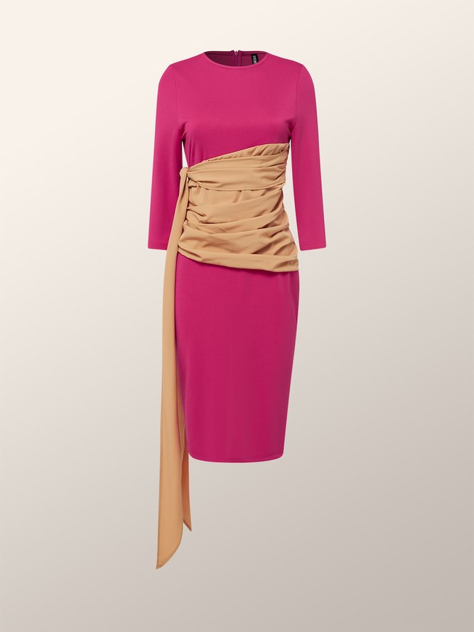 Elegant Color Block Tight Midi Dress