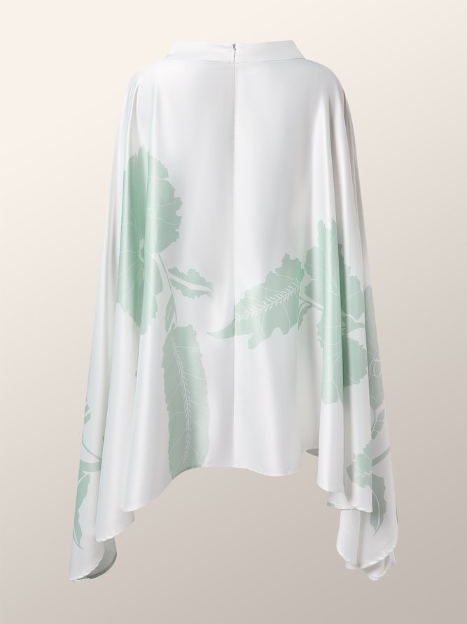 Elegant Floral  Print Stand Collar  Loose Shirt