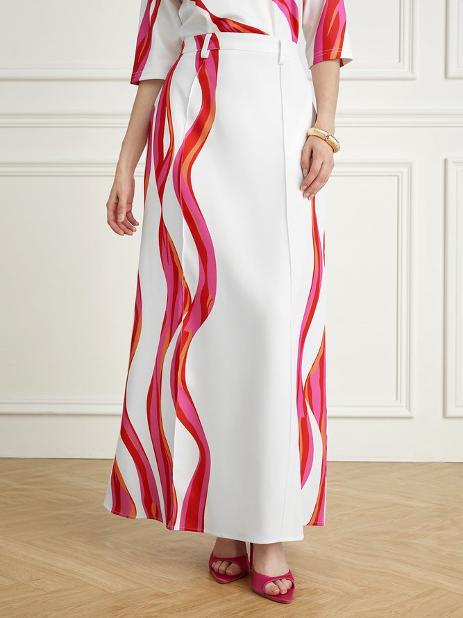 Stylewe Regular Fit Urban Abstract Stripes Skirt