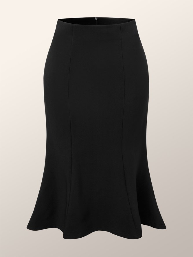 Regular Fit Elegant Plain Mermaid Skirt