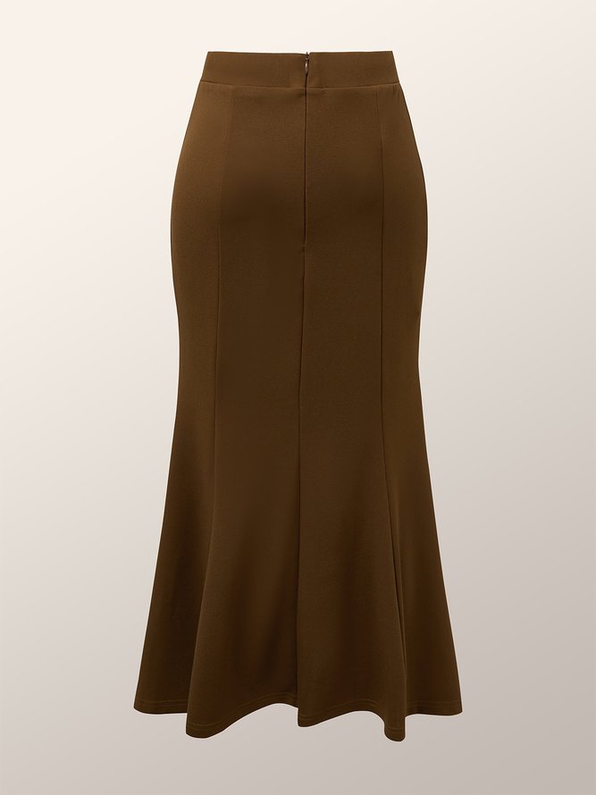 High Elasticity Lightweight Plain Tight Elegant Midi Skirt
