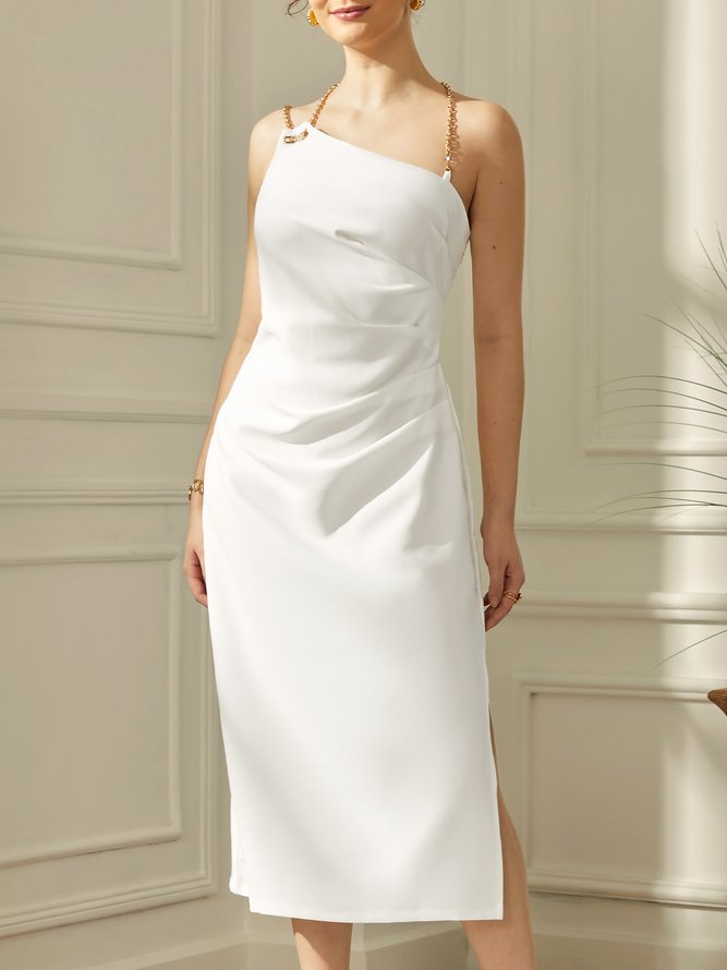 Regular Fit Plain Elegant Asymmetrical Dress