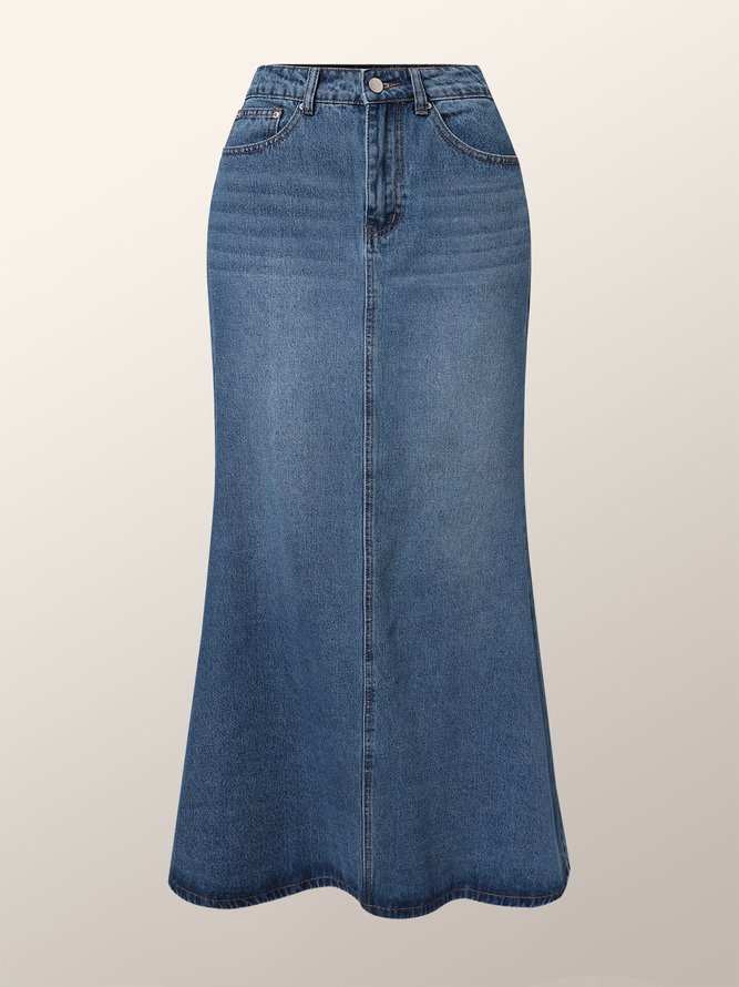 Denim Regular Fit Elegant Plain Denim Skirt