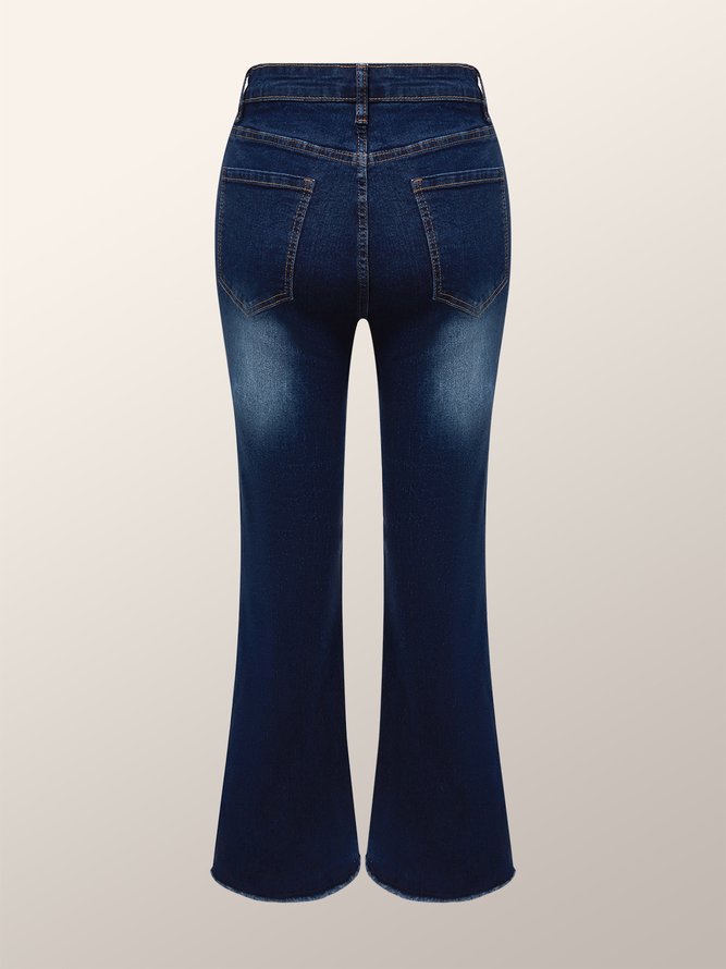 Denim Plain Casual Regular Fit Jeans