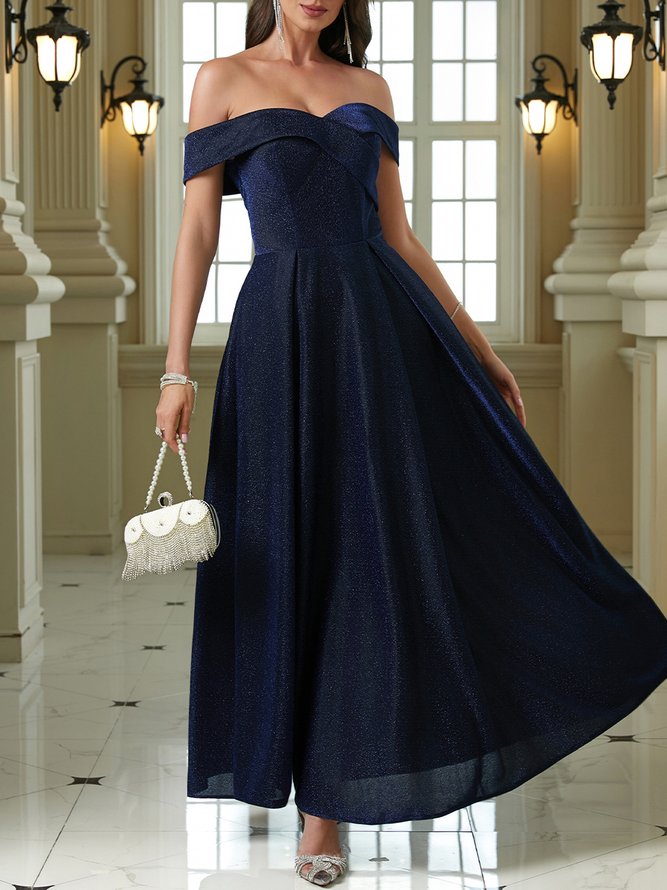 Plain Elegant Boat Neck Wedding Guest Dress stylewe