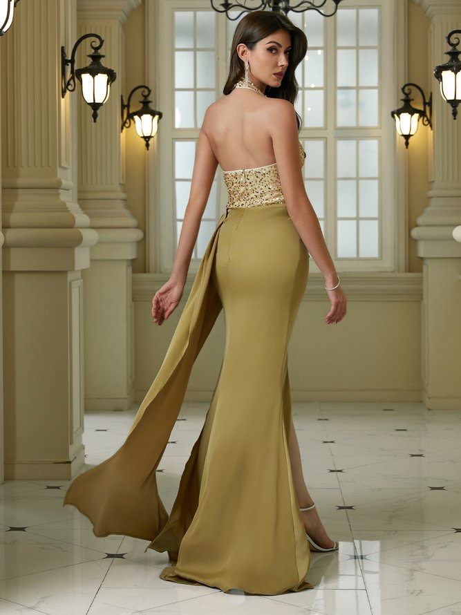 Elegant Glitter Tight Plain Wedding Guest Dress